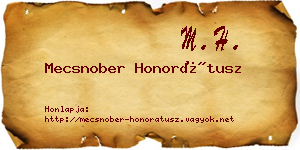 Mecsnober Honorátusz névjegykártya